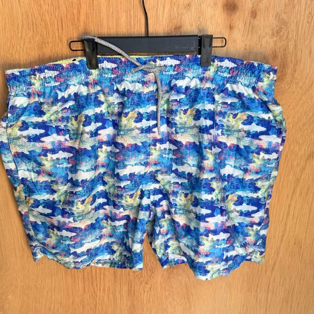 MICHAELS SWIMWEAR MEN'S FISH BLUE SWIM‎ TRUNK Size XXL